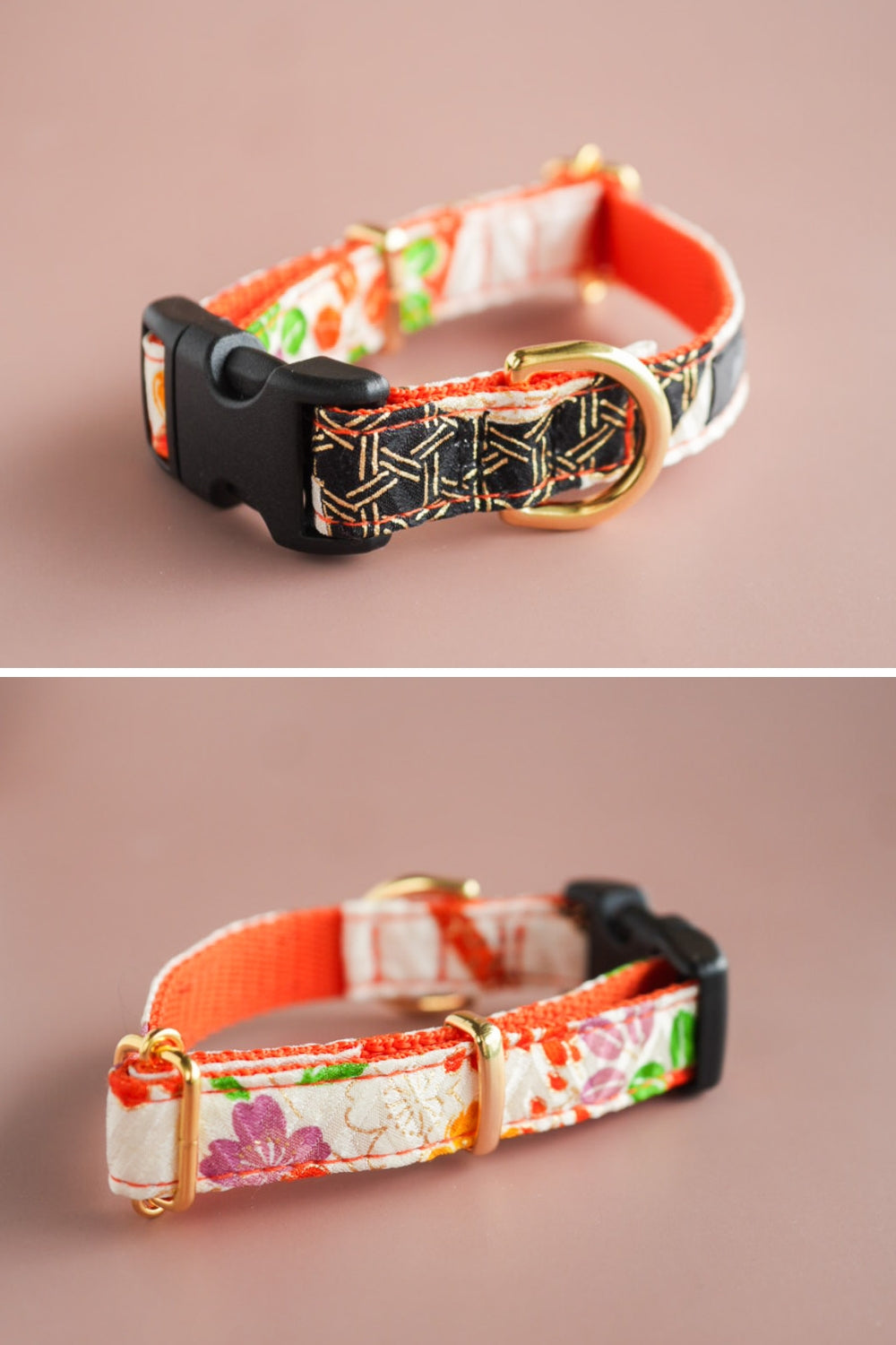 【小型犬専用】KIMONO 首輪 / オレンジ