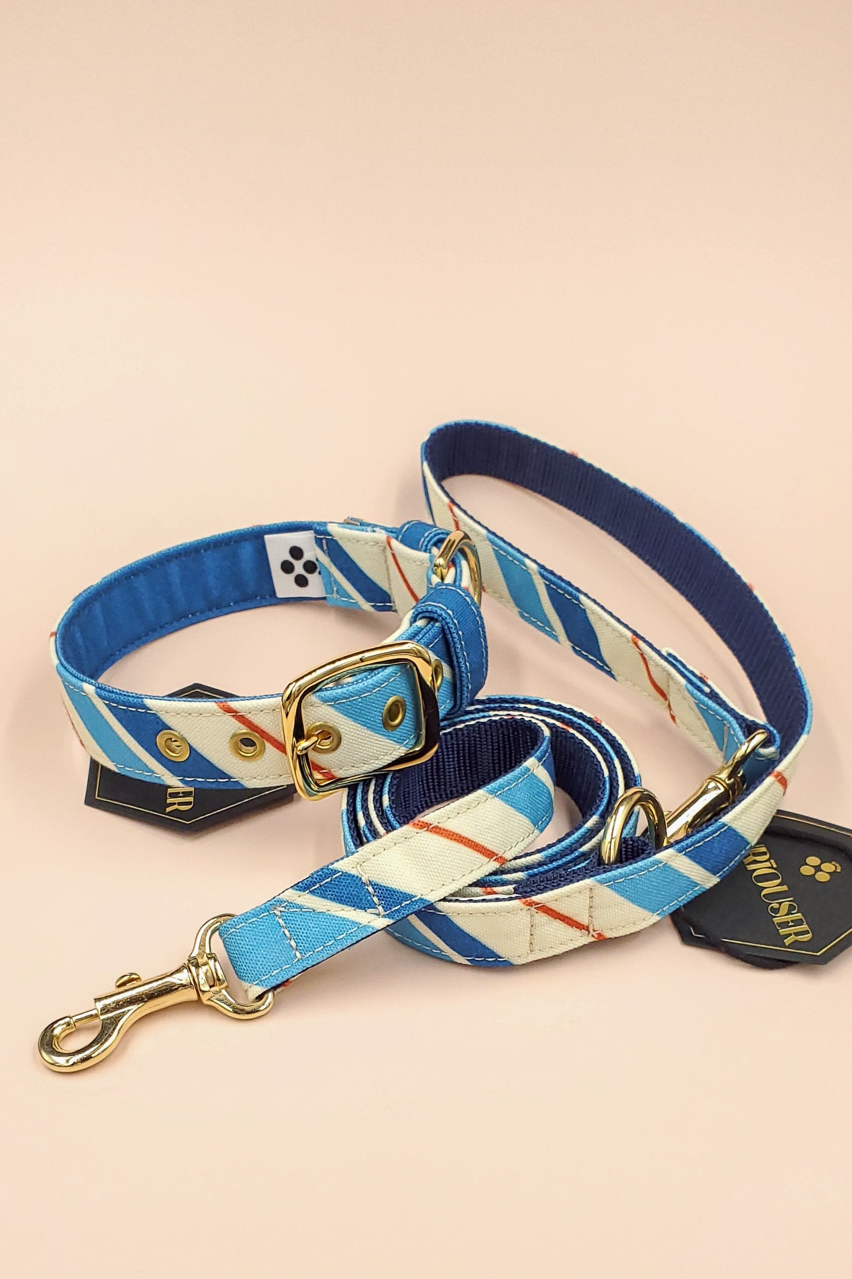 RANDOM STRIPE LEASH / BLUE
