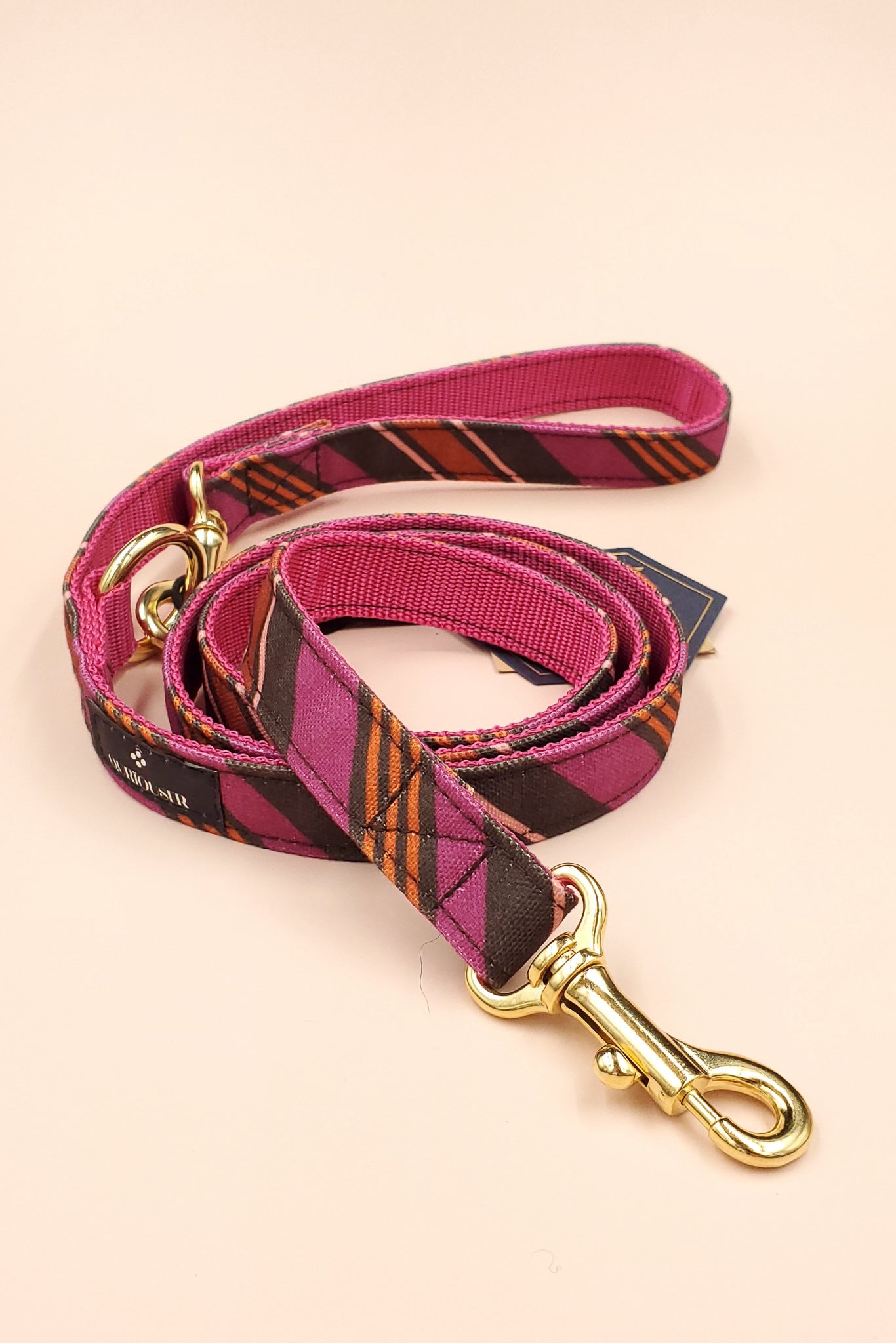 RANDOM STRIPE LEASH / CHOCO PINK