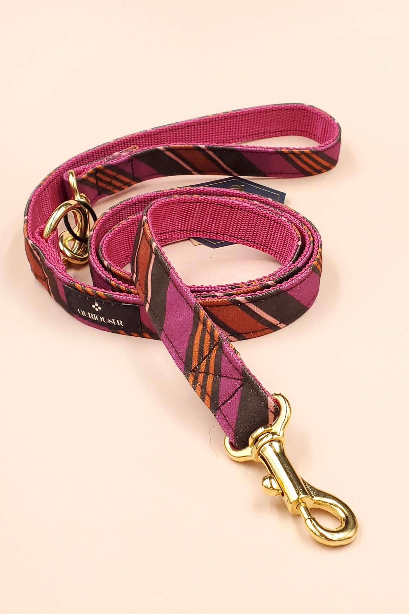 RANDOM STRIPE LEASH / CHOCO PINK